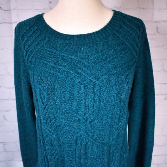 NWT $70 "The Limited" Cable Knit Pullover Sweater - Teal, Womens Medium - Picture 2 of 10